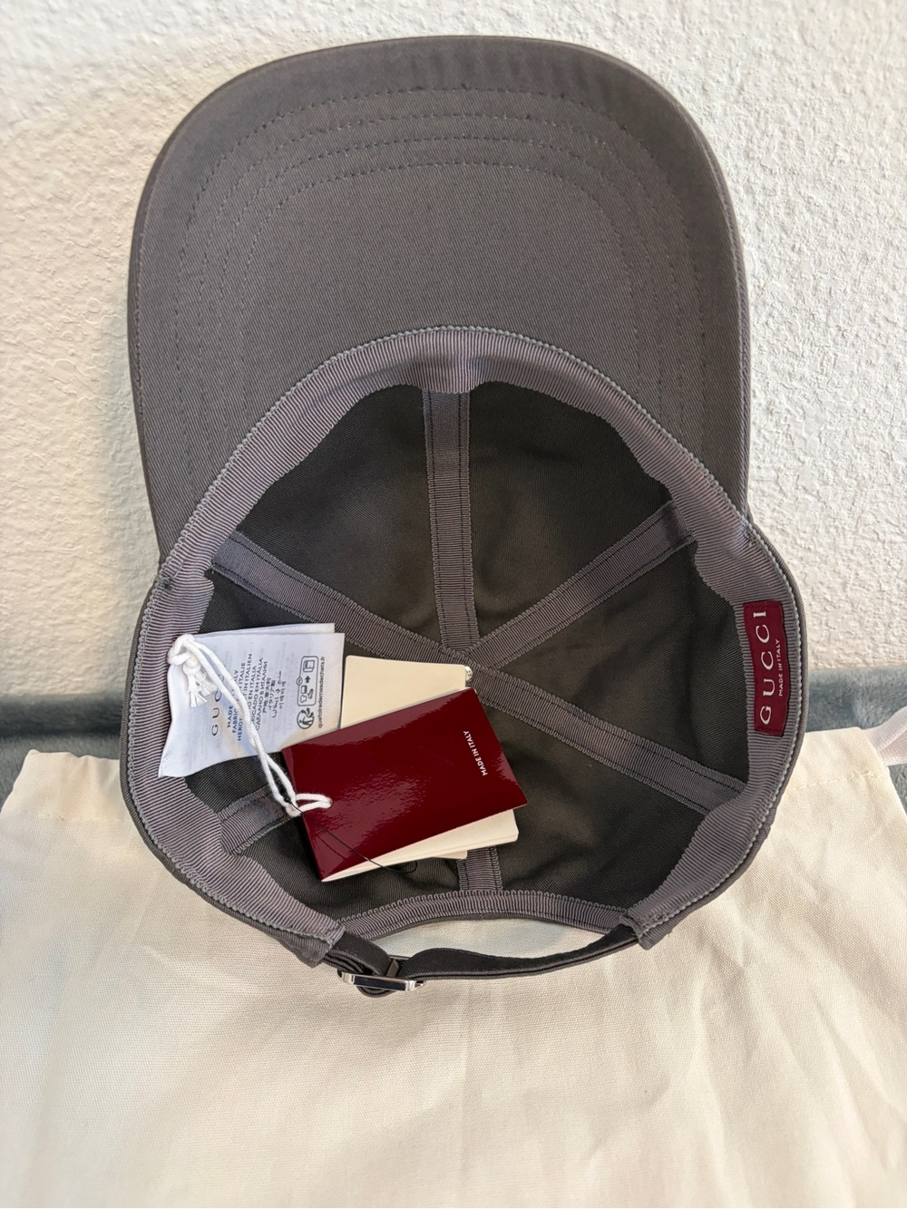 Brand New Men’s Gucci Cotton Embroidered Baseball Hat in Grey Size L (59 cm) - Picture 5 of 9